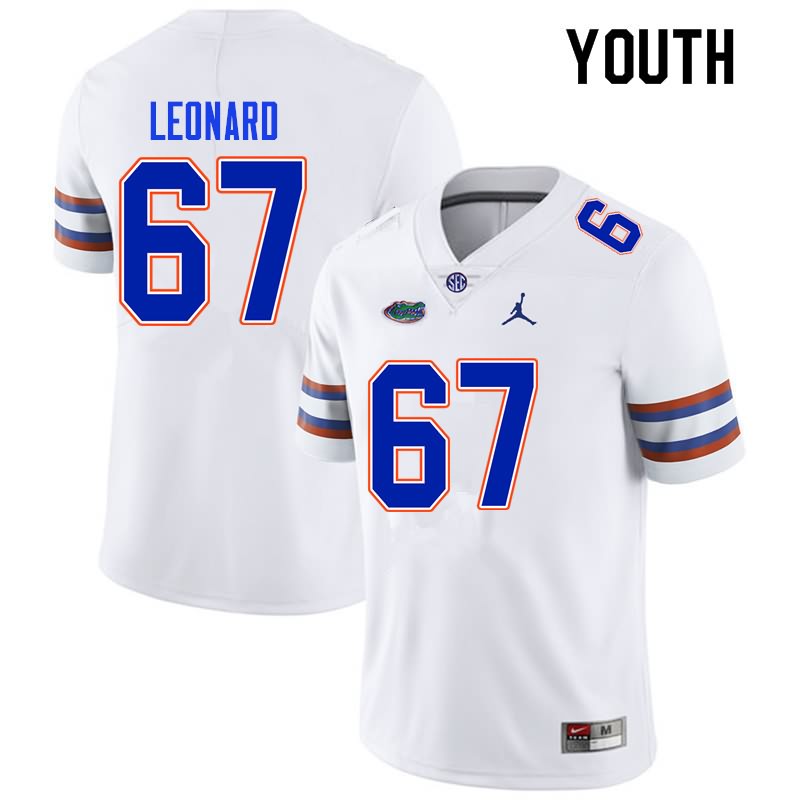 NCAA Florida Gators Richie Leonard Youth #67 Nike White Stitched Authentic College Football Jersey DJK2564AQ